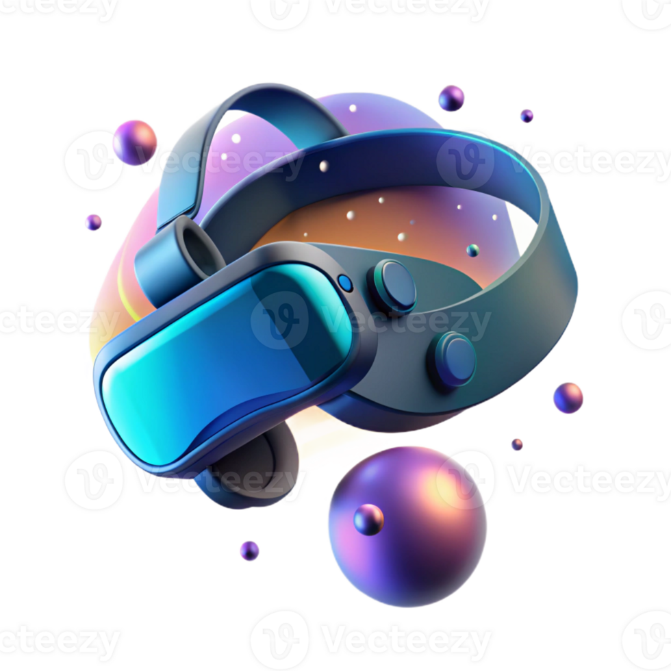 vibrant vintage A Virtual Reality Headset Floating in M authentic png