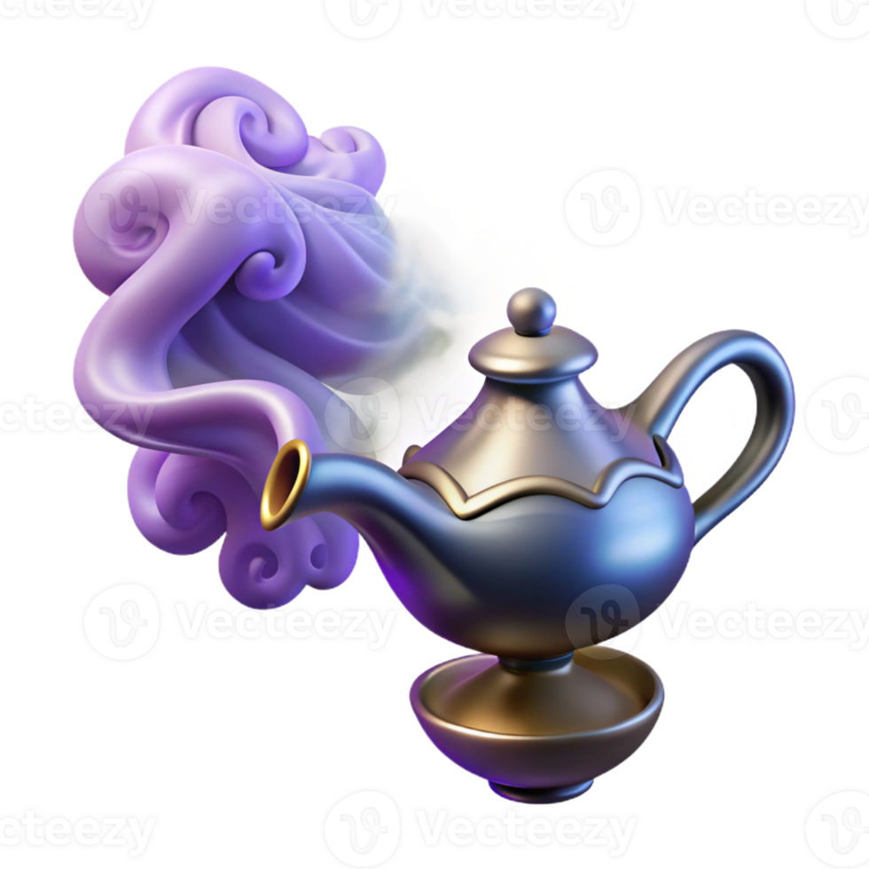 vibrant modern A Djinn Emerging from a Lamp Swirling Smo professional png