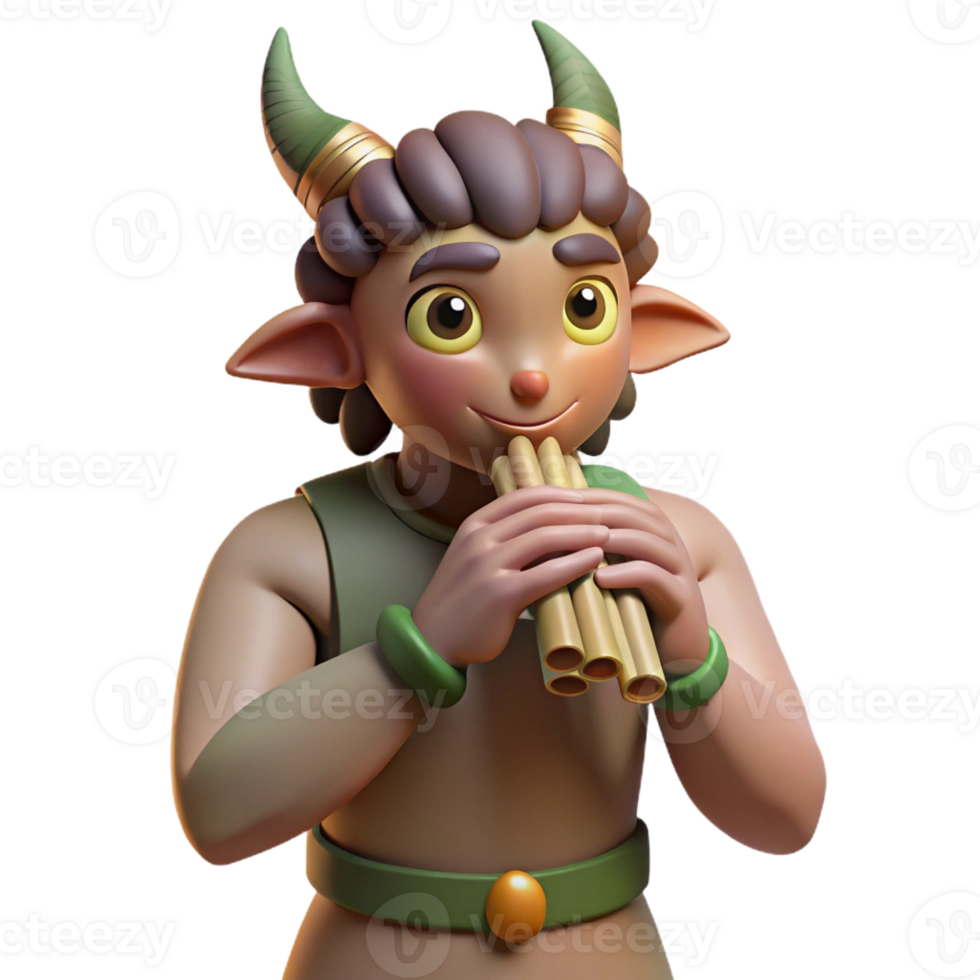 stunning artistic A Playful Satyr Playing a Pan Flute in A 4K png