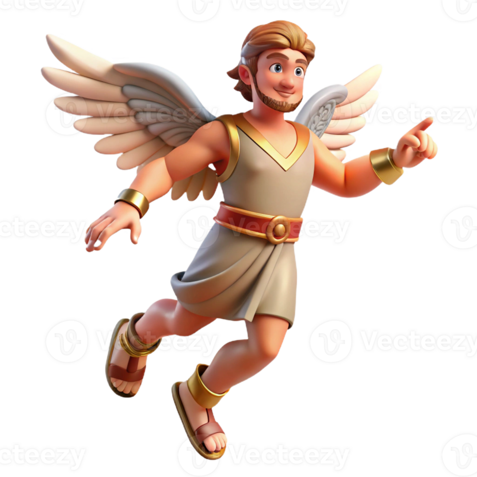 vibrant rustic A Cunning Hermes with Winged Sandals Del professional png