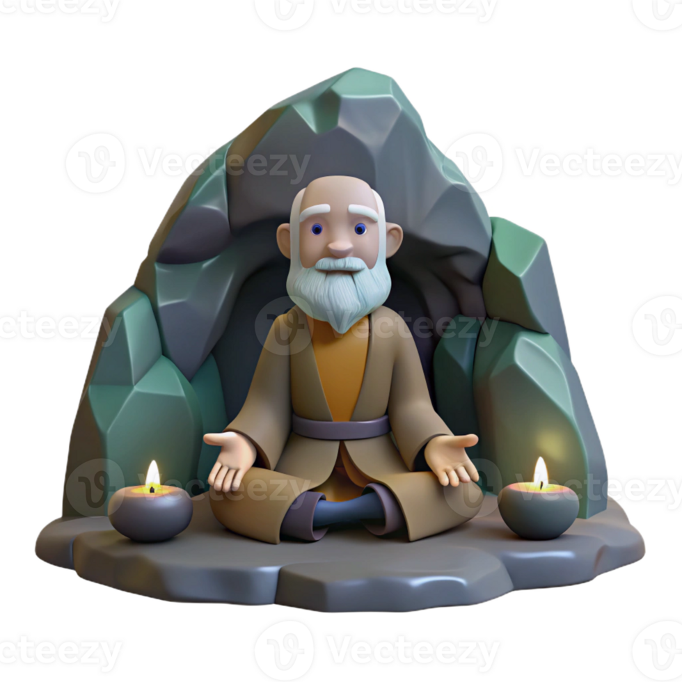 magnificent abstract A Wise Old Hermit Meditating in a Secluded png