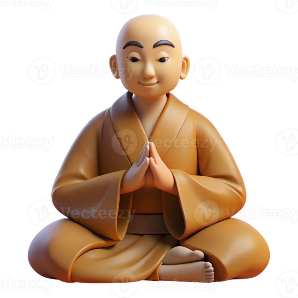 stunning classic Portrait of a Serene Monk in Flowing Robes high quality png