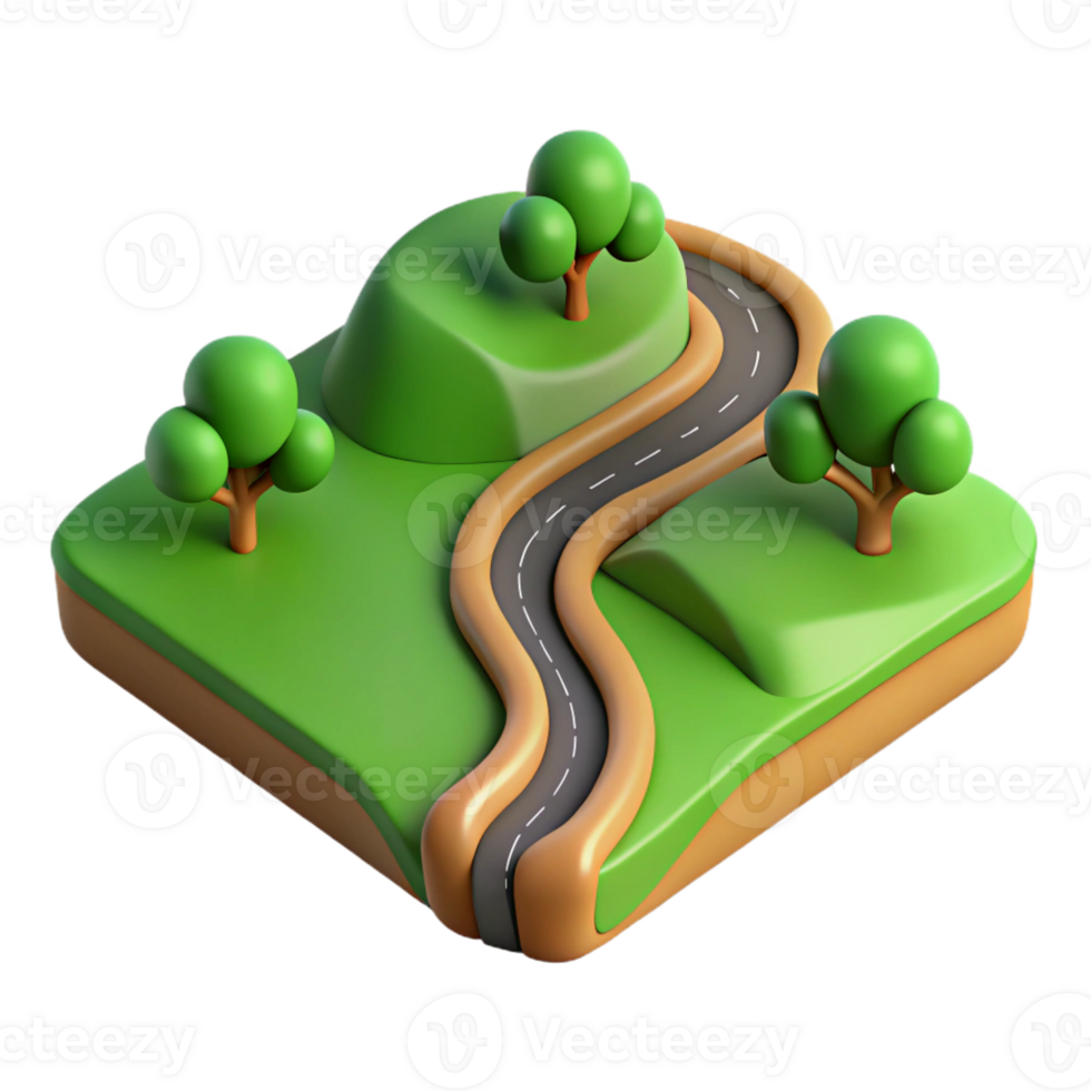 impressive abstract A Winding Dirt Road Through a Green Field detailed png