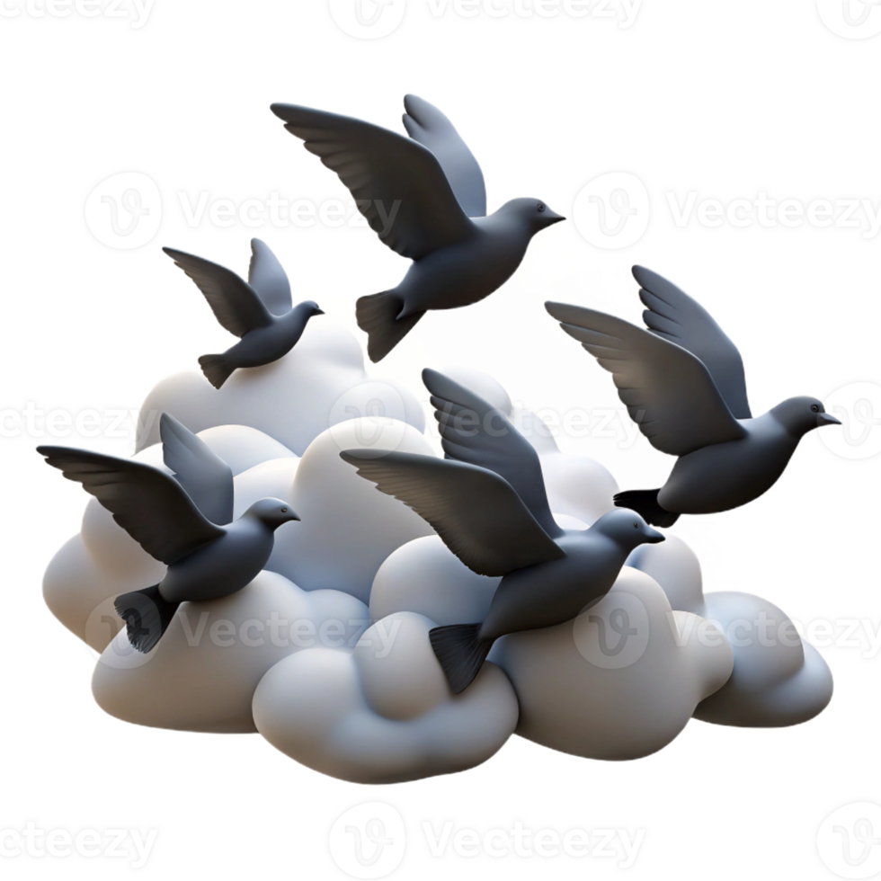 vibrant classic A Group of Birds Flying in Formation Dr detailed png