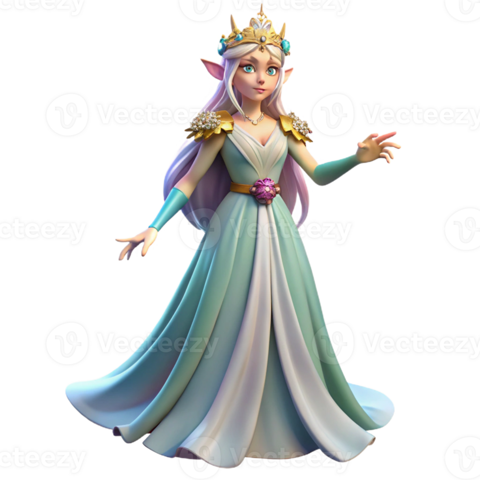 elegant contemporary A Elf Queen with a Crown of Flo professional png