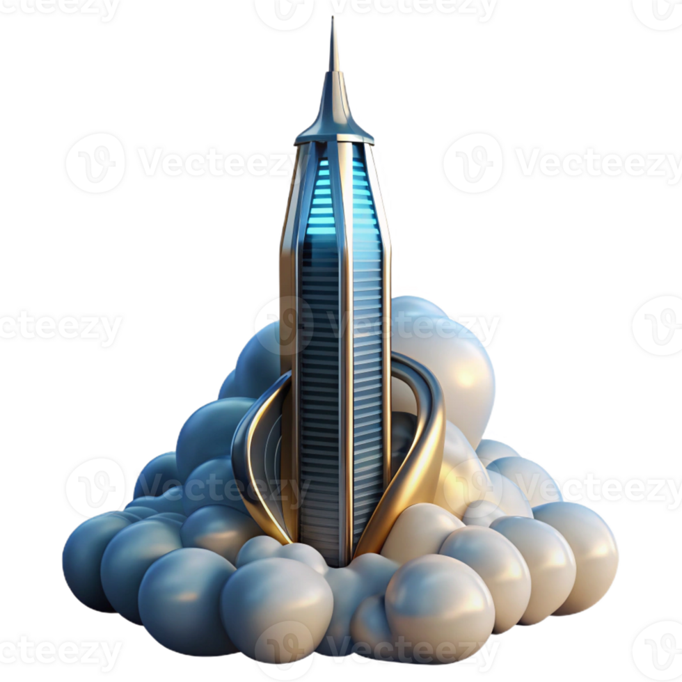 elegant classic A Futuristic Skyscraper Piercing the Clou detailed png
