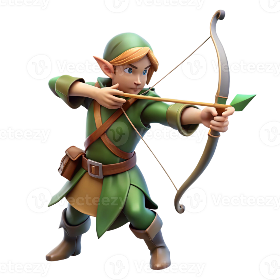 magnificent classic A Graceful Elf Archer Aiming a Bow Crafte genuine png