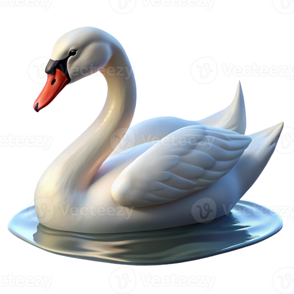 wonderful traditional A Graceful Swan Gliding Across a Calm Lake high quality png