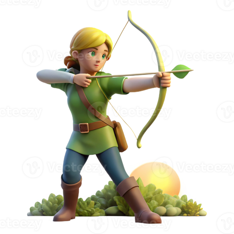 vibrant vintage Artemis Hunting in the Forest Bow Drawn high quality png