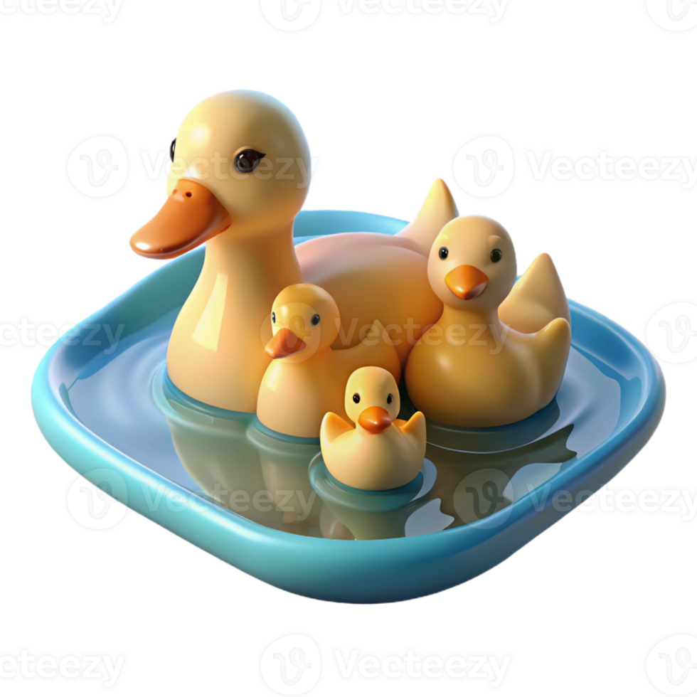 magnificent creative A Family of Ducks Swimming in a Pond Impr premium png