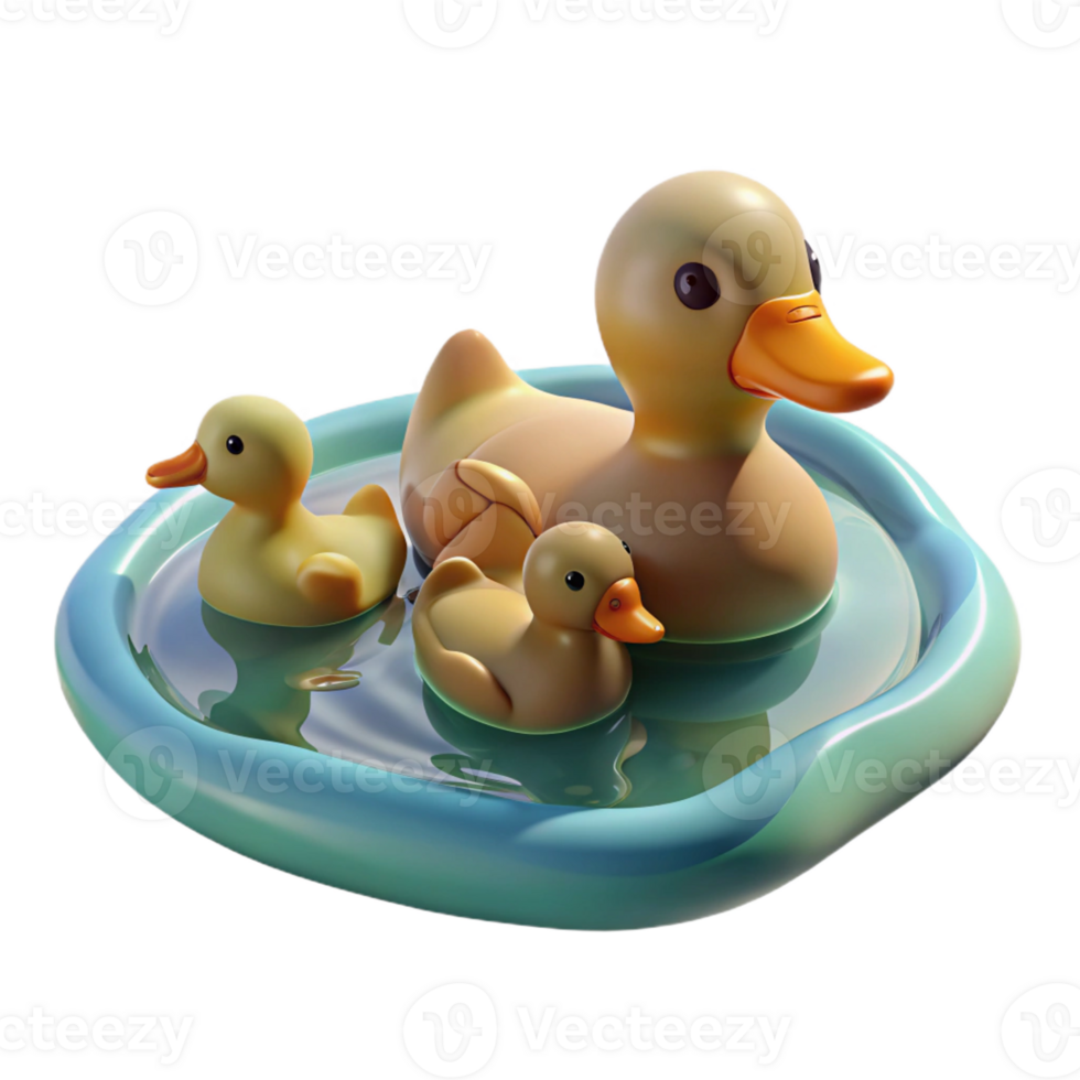 stunning artistic A Family of Ducks Swimming in a Pond Impr high quality png
