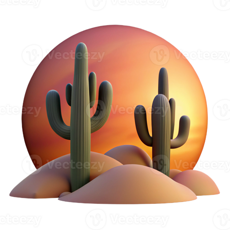 stunning minimalist A Desert Landscape at Sunset Cacti Silh genuine png