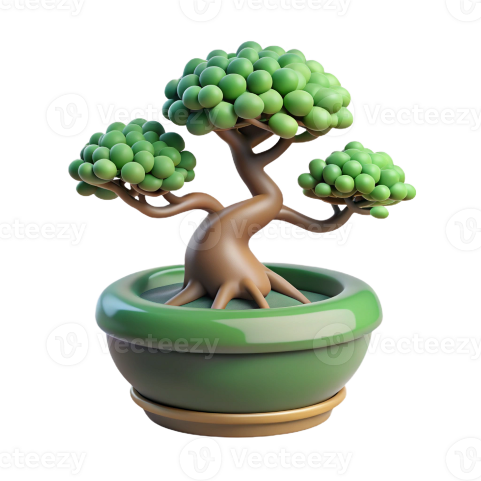 elegant traditional Bonsai Tree in Intricate Ceramic Pot premium png