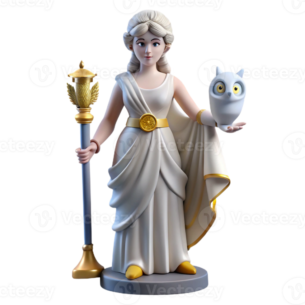 serene creative Athena Goddess of Wisdom Standing Tall W 4K png