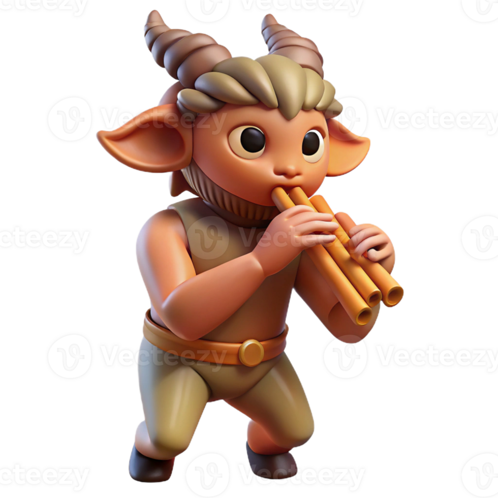 beautiful contemporary A Playful Satyr Playing a Pan Flute in a F authentic png