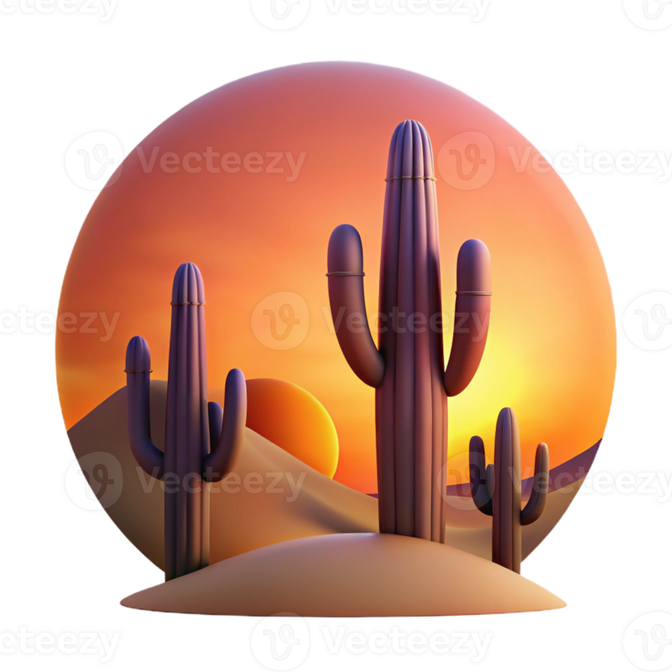wonderful abstract A Desert Landscape at Sunset Cacti Silh high resolution png