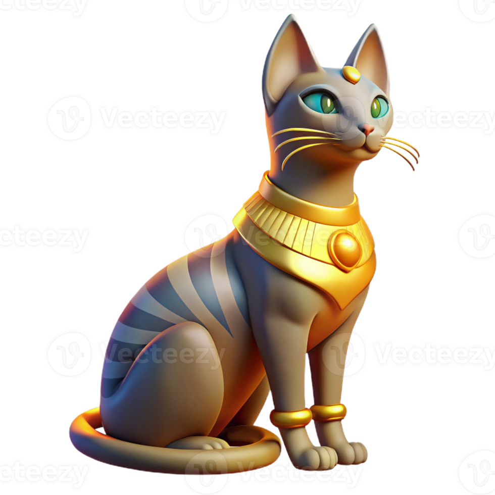 elegant contemporary Bastet the Cat Goddess Basking in The 4K png