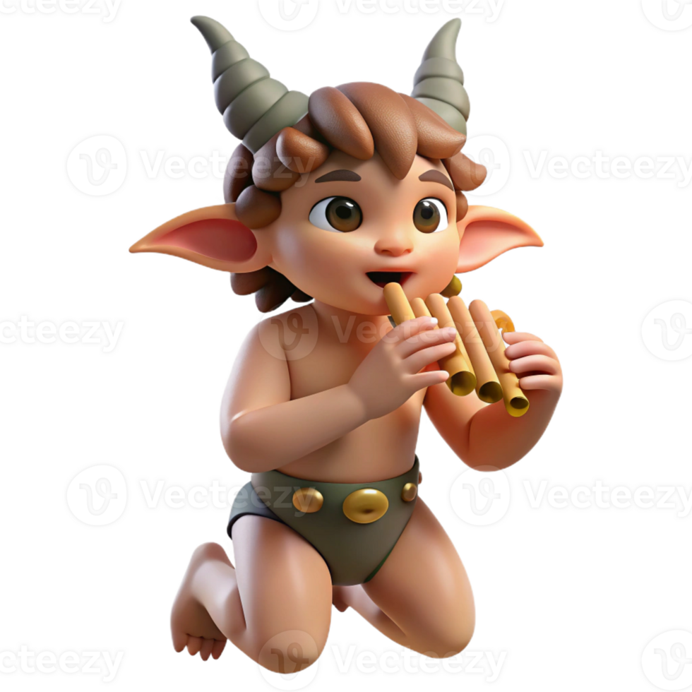 serene artistic A Mischievous Satyr Playing a Pan Flute In premium png