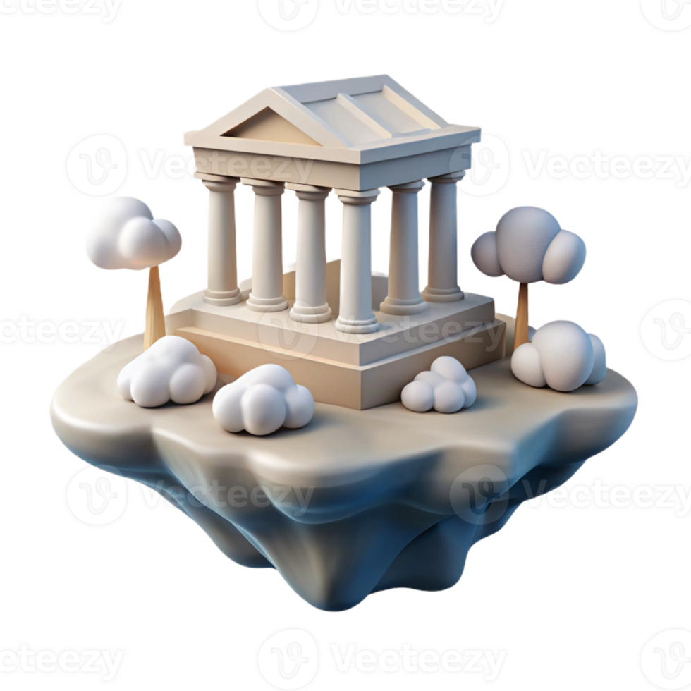 impressive creative A Floating Island with Ancient Greek Templ exclusive png