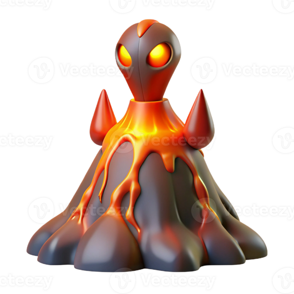 beautiful vintage Elemental Spirit Emerging from Volcano original png