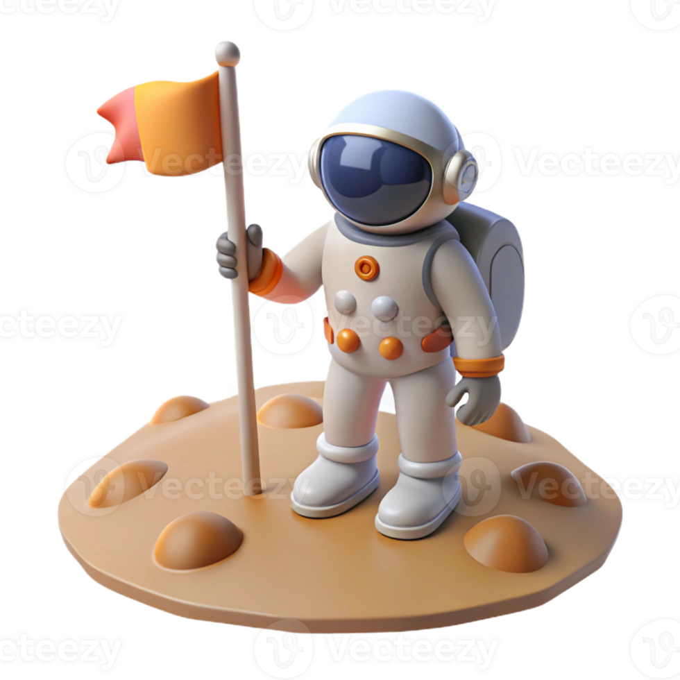 elegant rustic A Lone Astronaut Planting a Flag on The detailed png