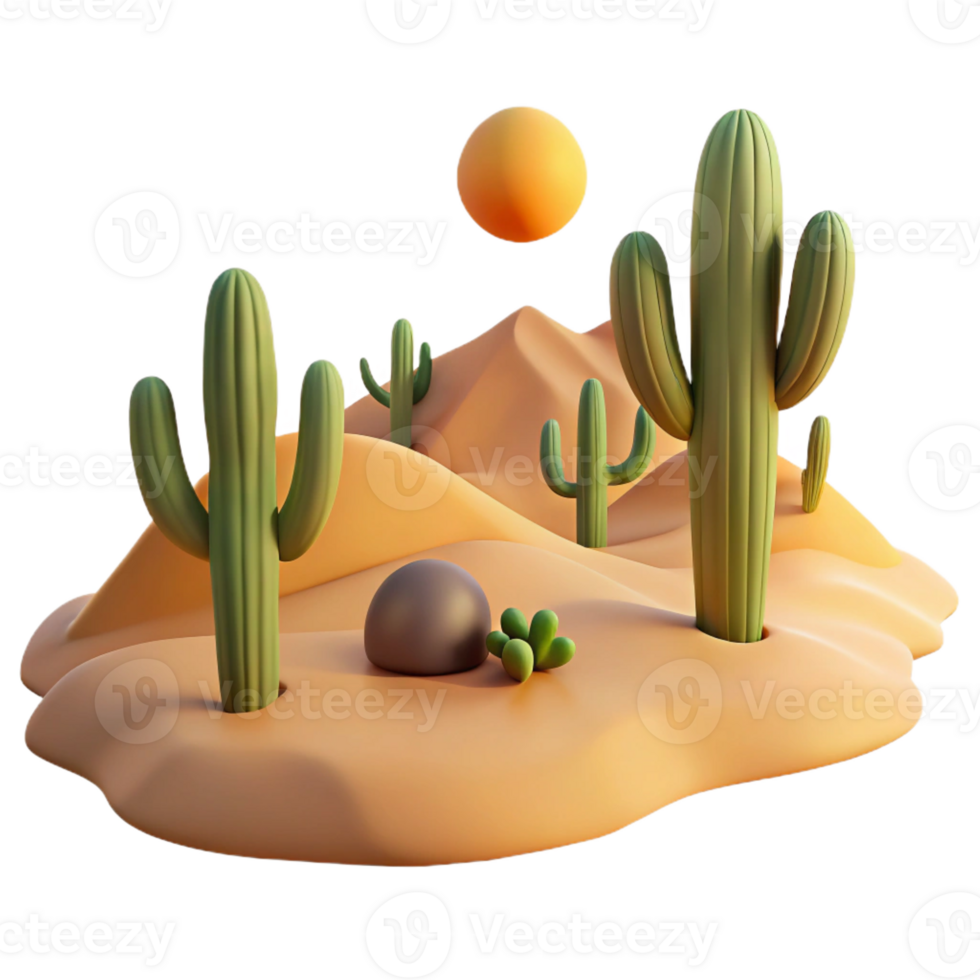 elegant creative Desert Landscape with Cacti genuine png