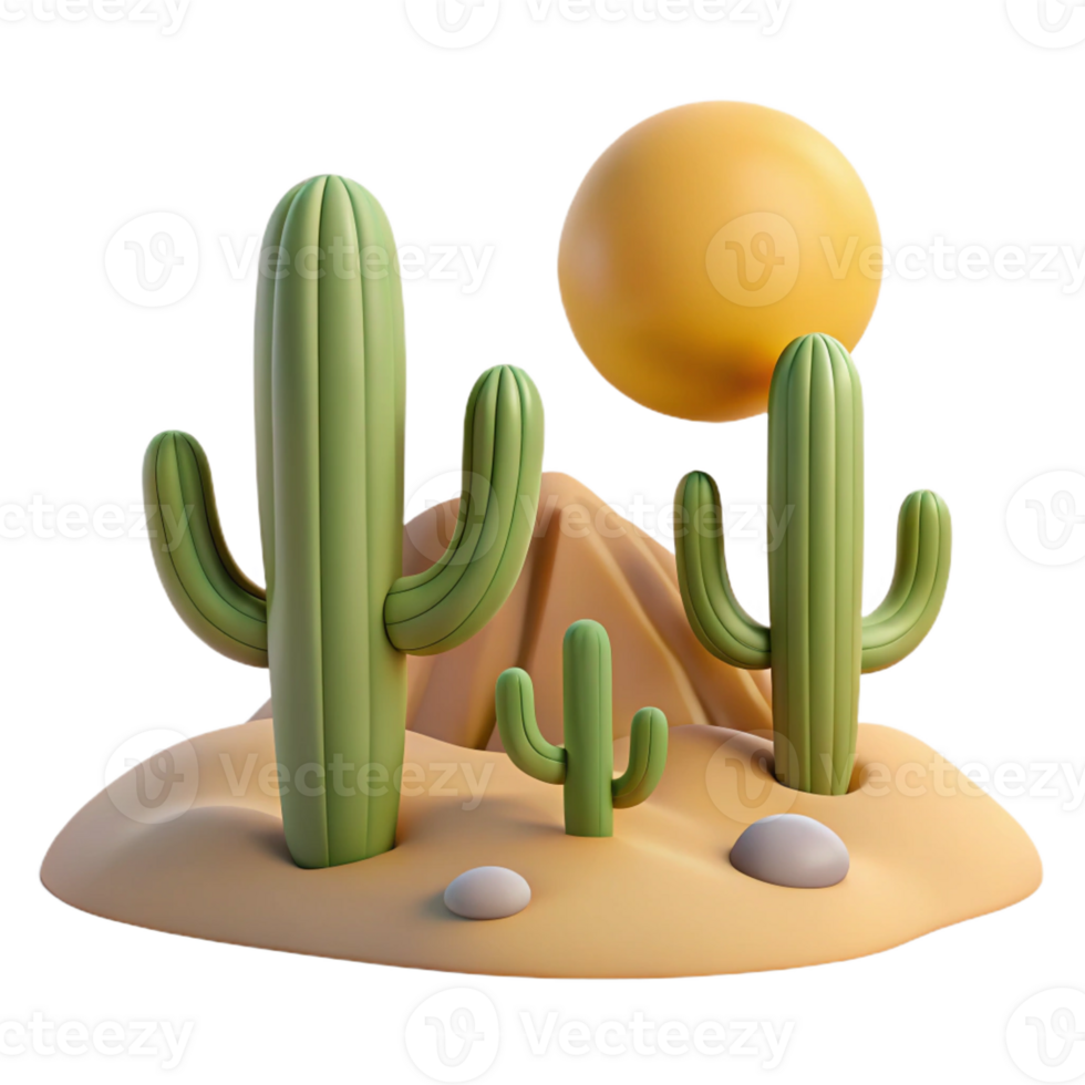 beautiful modern Towering Cacti in the Desert professional png
