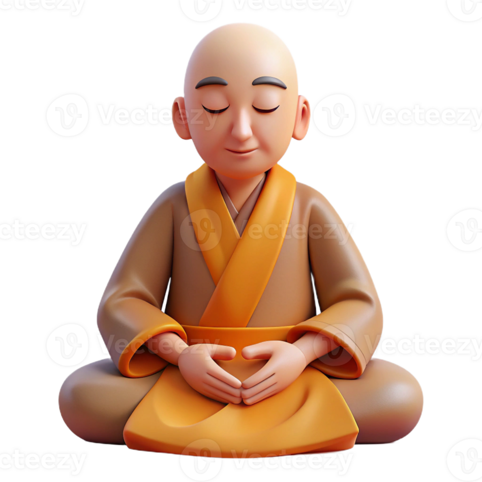 elegant modern Portrait of a Serene Monk in Simple Robe premium png