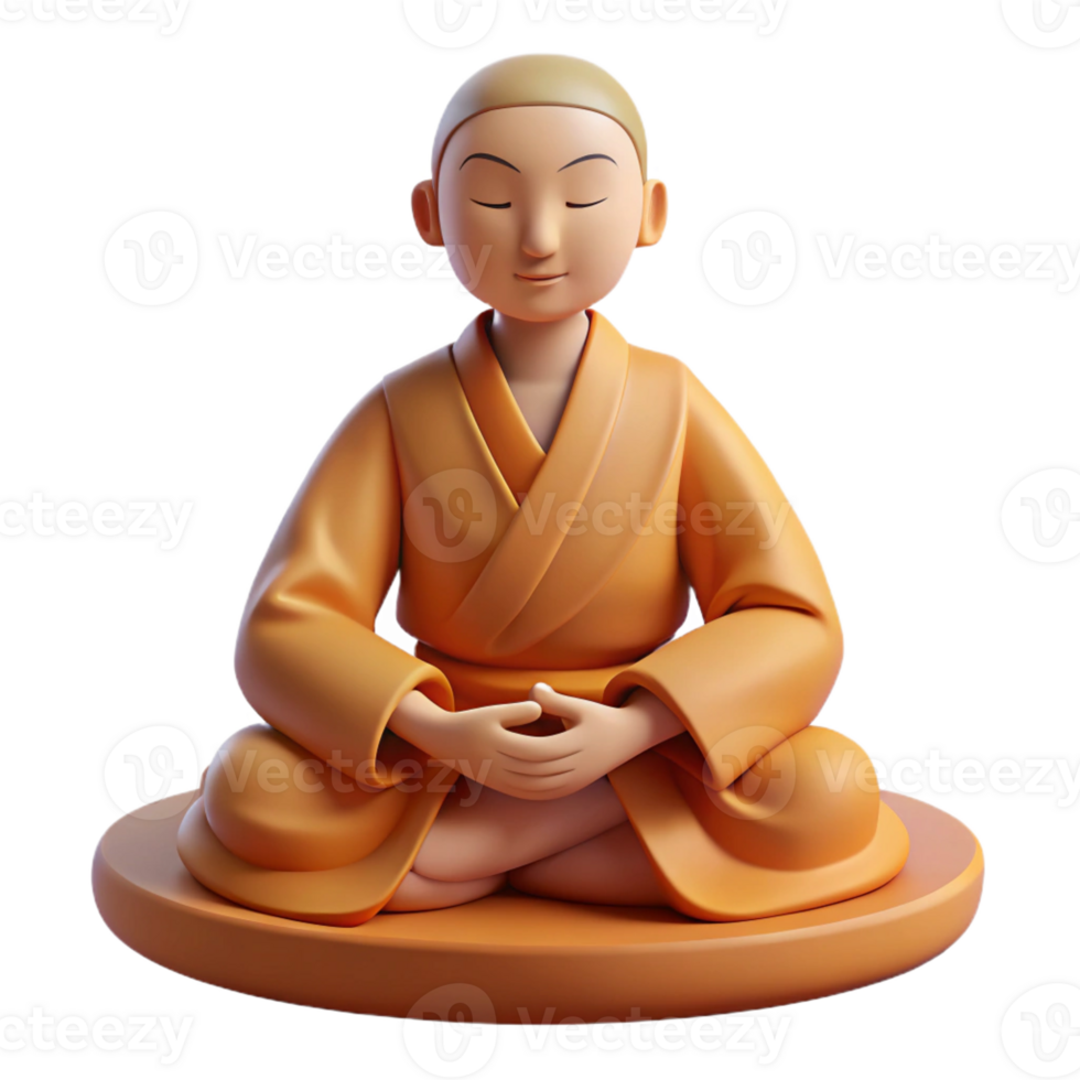 impressive artistic Portrait of a Serene Monk in Flowing Robes premium png