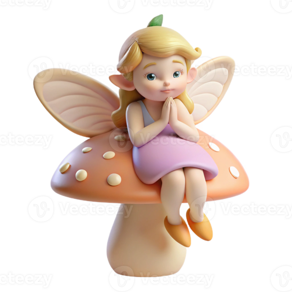 elegant artistic A Delicate Fairy Resting on a Mushroom authentic png