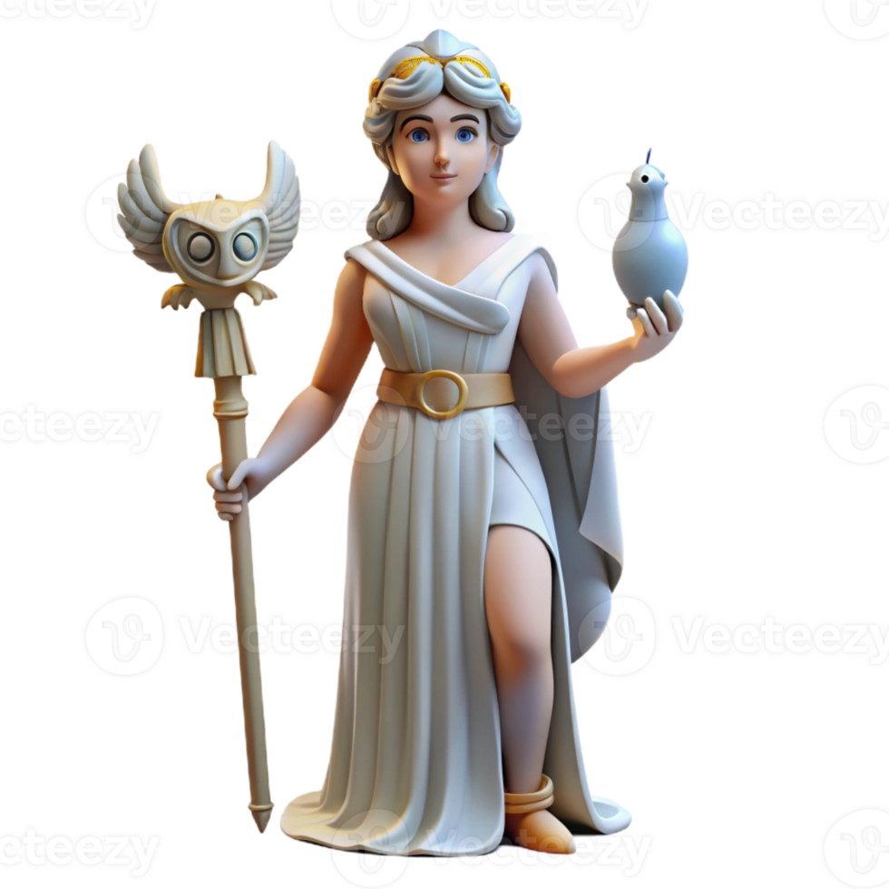 impressive modern Athena Goddess of Wisdom Standing Tall W high resolution png