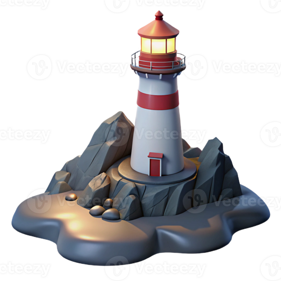 elegant contemporary A Solitary Lighthouse on a Rocky Cliff D authentic png