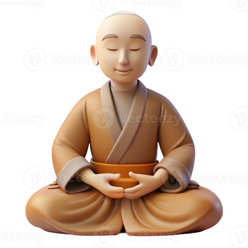 serene artistic Portrait of a Serene Monk in Simple Robe exclusive png
