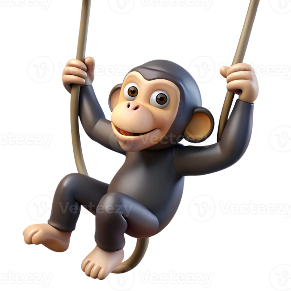 magnificent modern A Playful Chimpanzee Swinging from a Vine 4K png