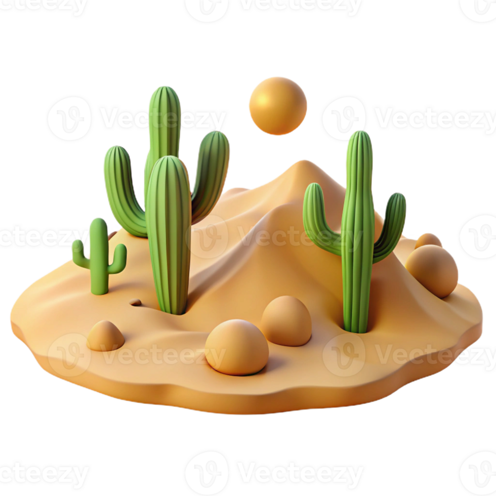 elegant rustic A Desert Landscape with Cacti and Sand Dun authentic png