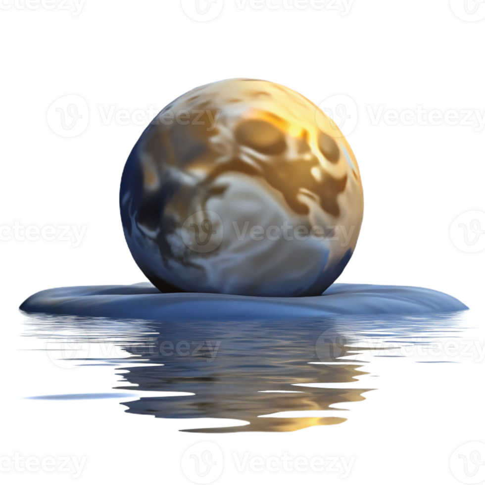 serene artistic Full Moon Rising over Calm Ocean detailed png