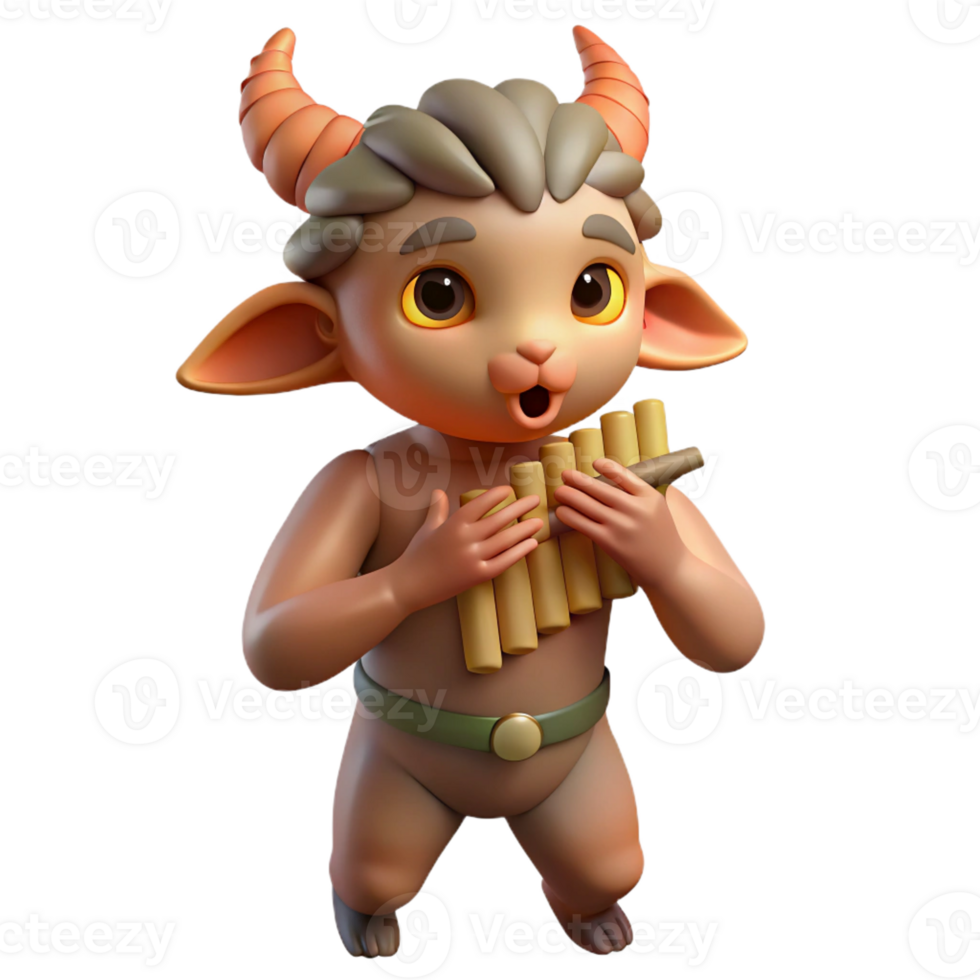 magnificent vintage A Playful Satyr Playing a Pan Flute Idyl professional png