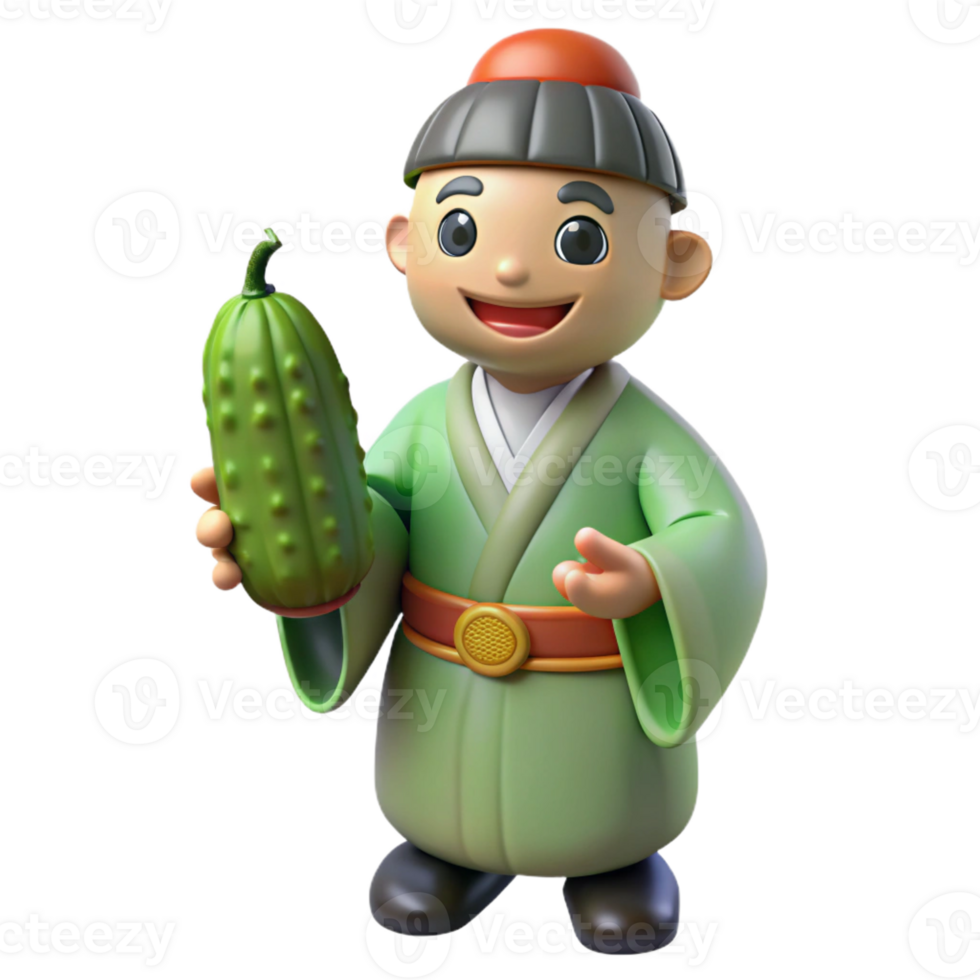 impressive creative A Benevolent Kappa Offering a Cucumber detailed png