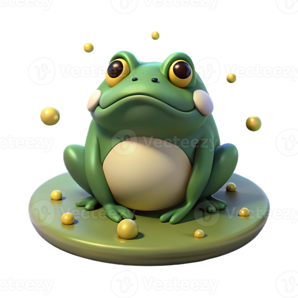 magnificent abstract Grumpy Bullfrog on a Lily Pad professional png