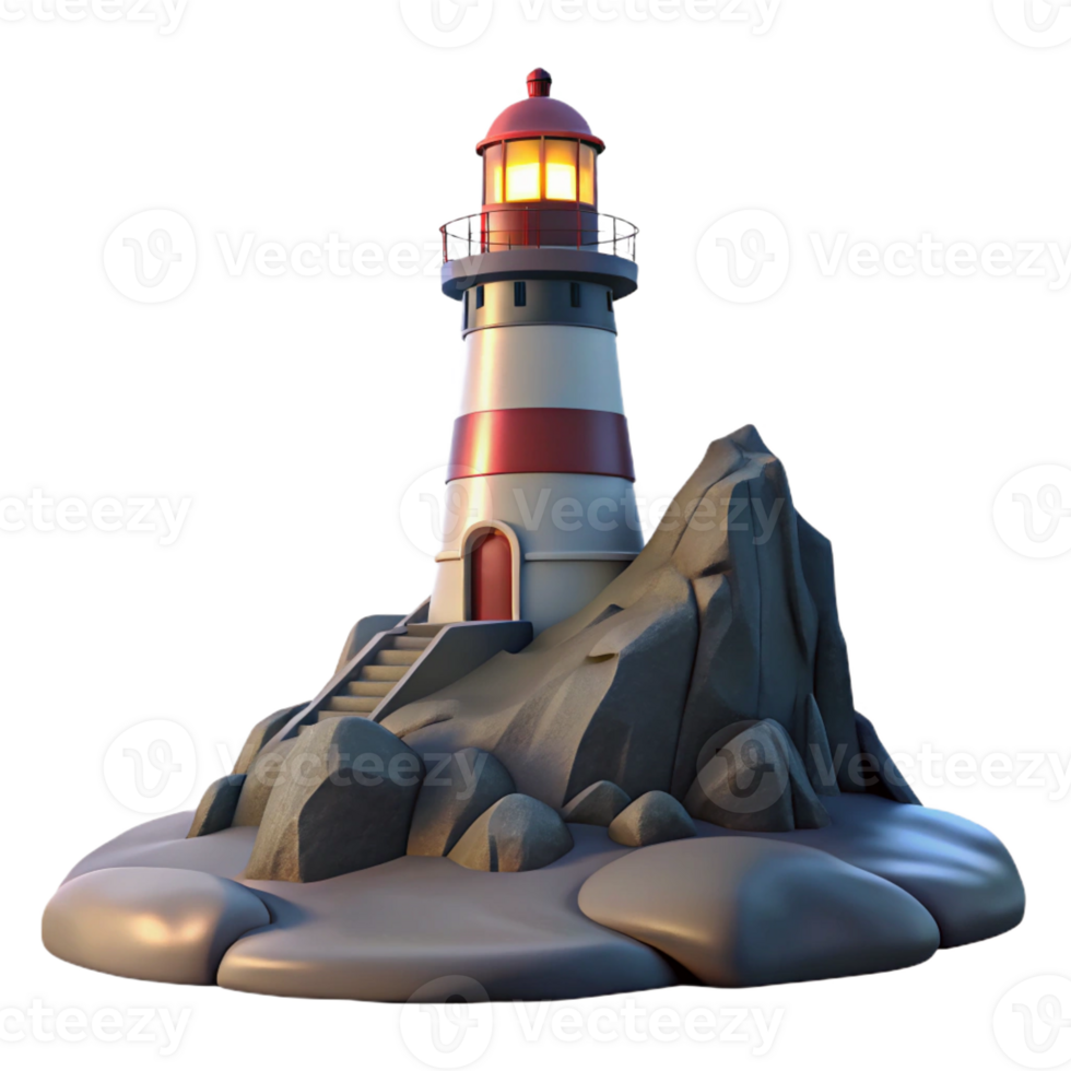 impressive modern A Solitary Lighthouse on a Rocky Cliff D 4K png