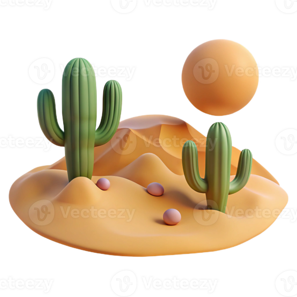 elegant creative A Desert Landscape with Cacti and Sand D authentic png