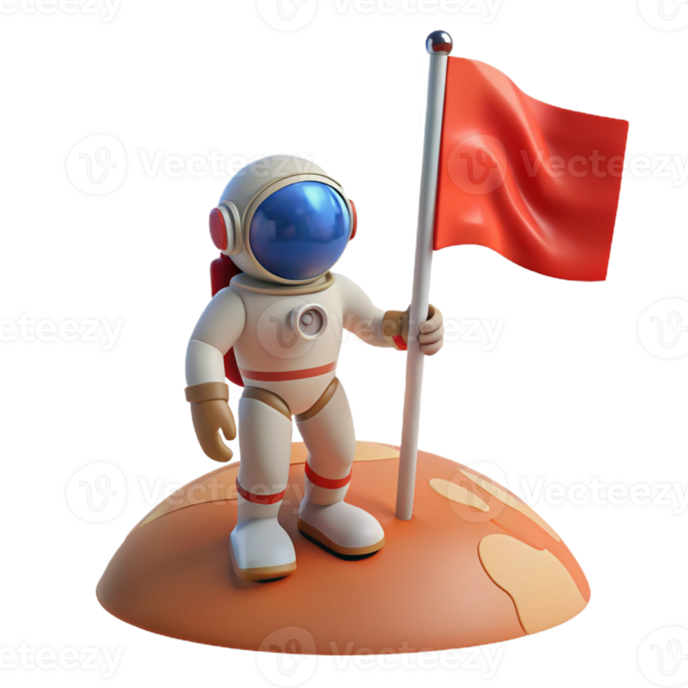 dramatic creative A Lone Astronaut Planting a Flag on a De professional png