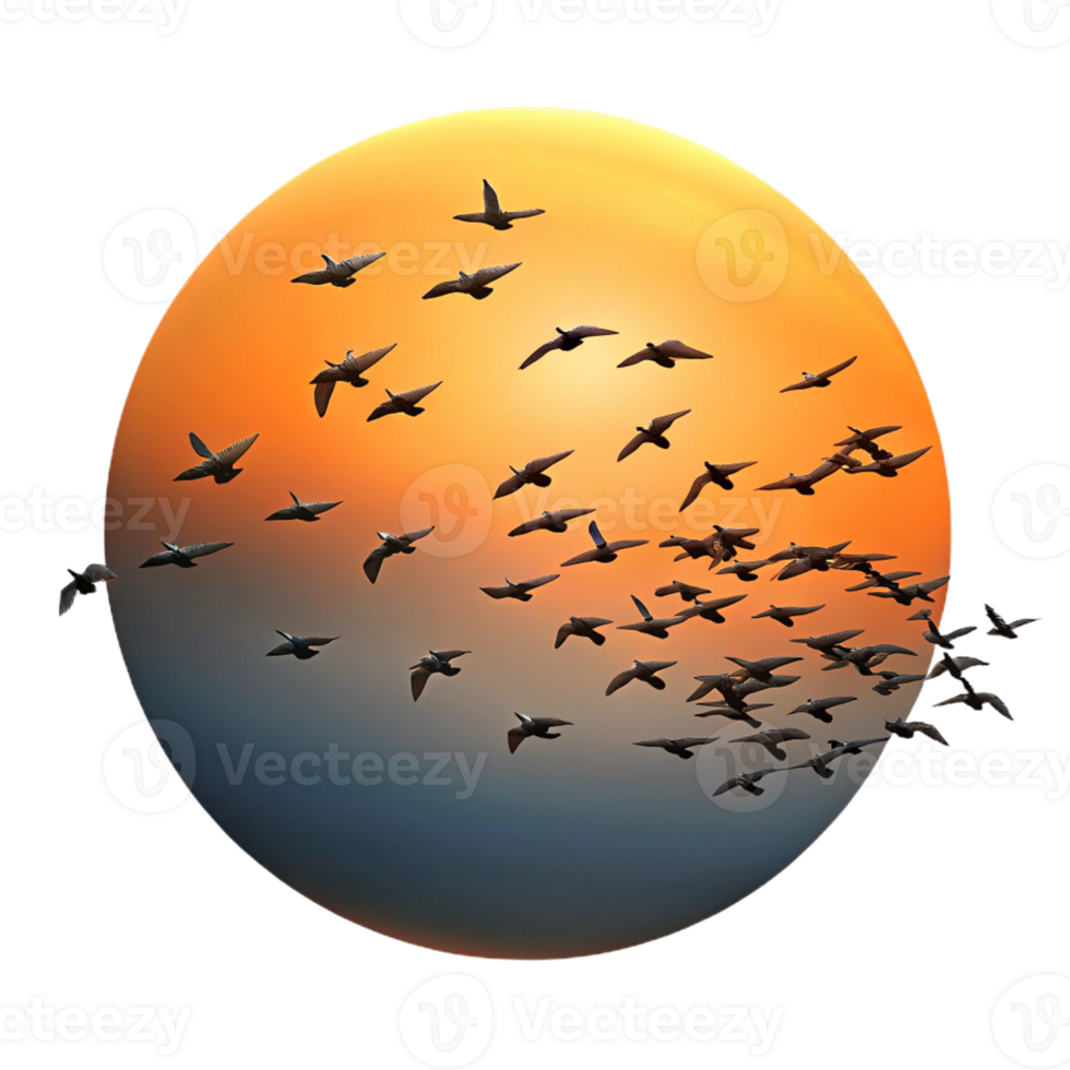 serene modern A Flock of Birds Migrating in a V Formati high resolution png