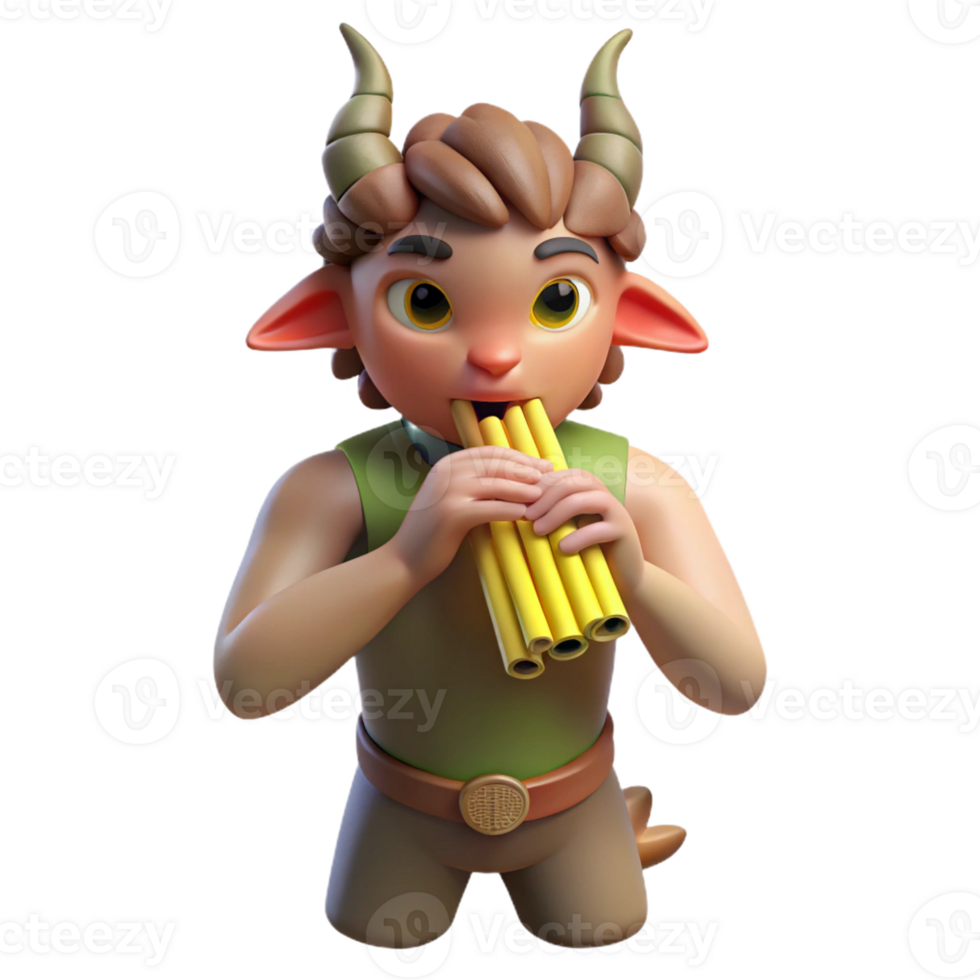 dramatic classic Mischievous Satyr Playing Pan Flute professional png