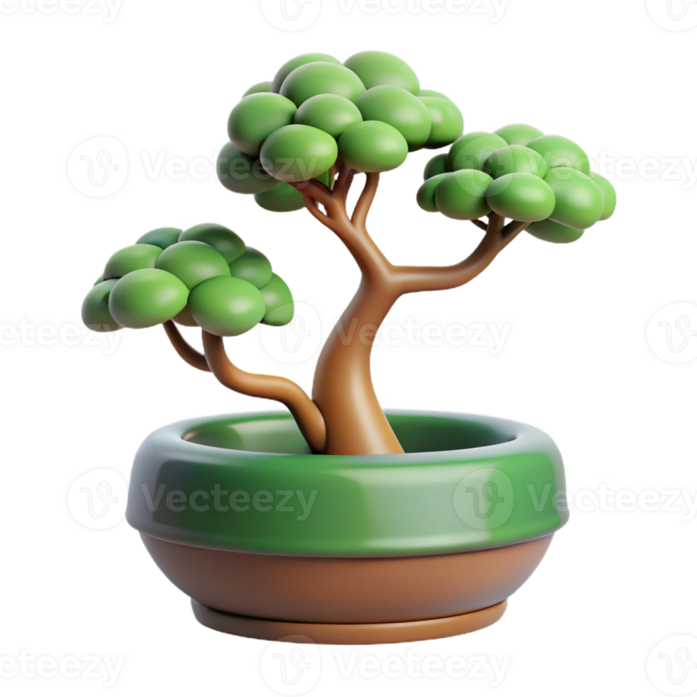 serene creative A Bonsai Tree in a Decorative Pot Soft Li original png