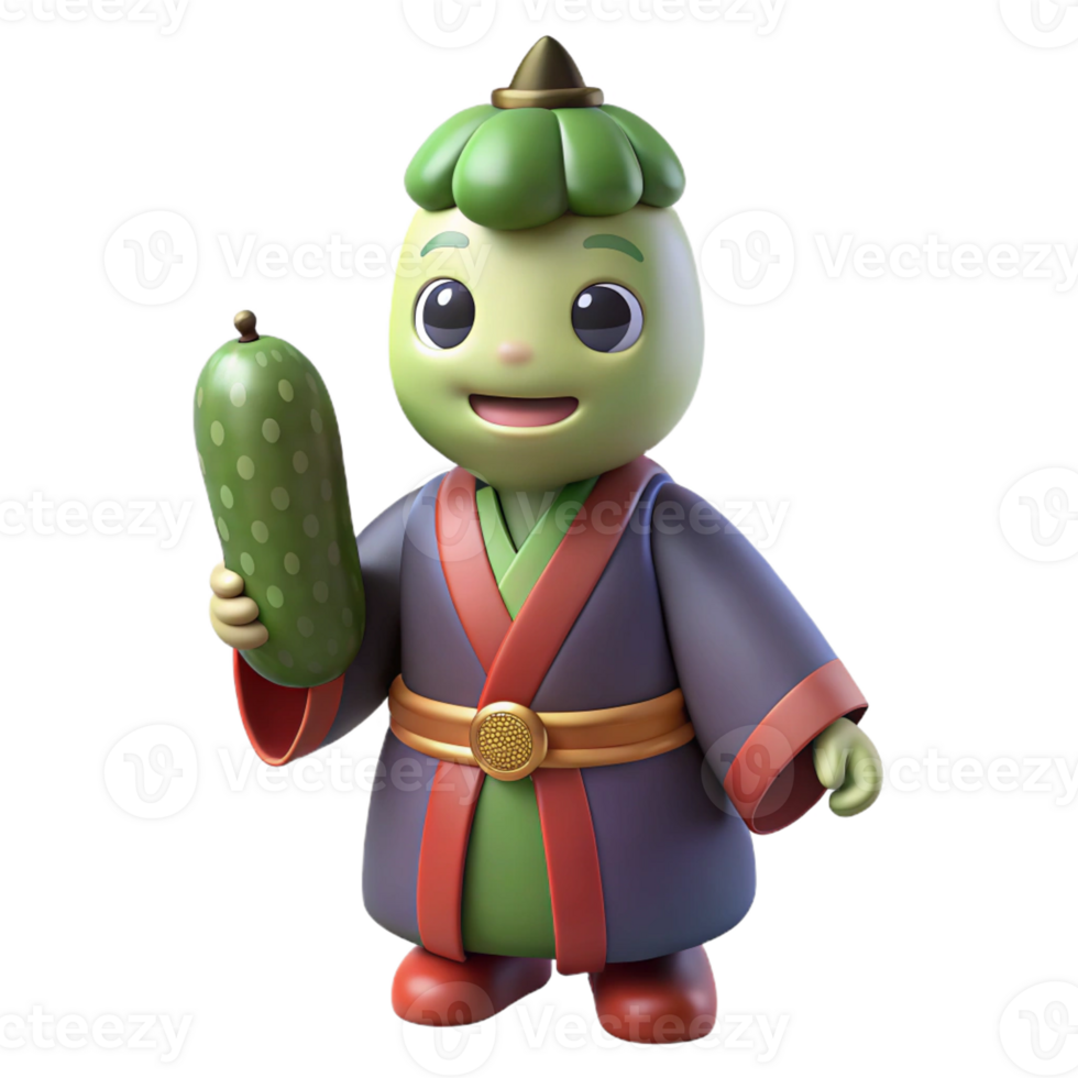 magnificent rustic A Benevolent Kappa Offering a Cucumber genuine png