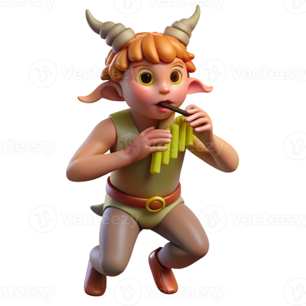 serene creative Mischievous Satyr Playing Pan Flute high resolution png