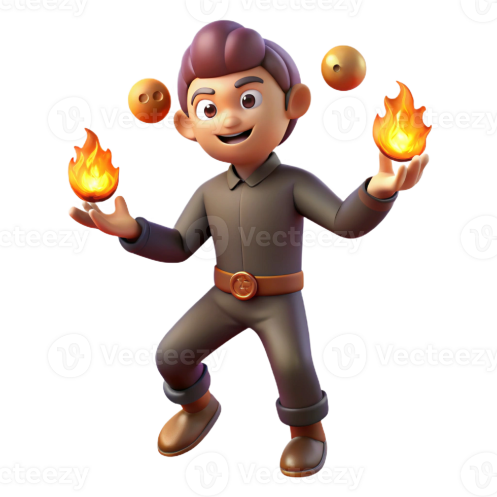 wonderful minimalist A Mischievous Imp Juggling Fireballs In professional png