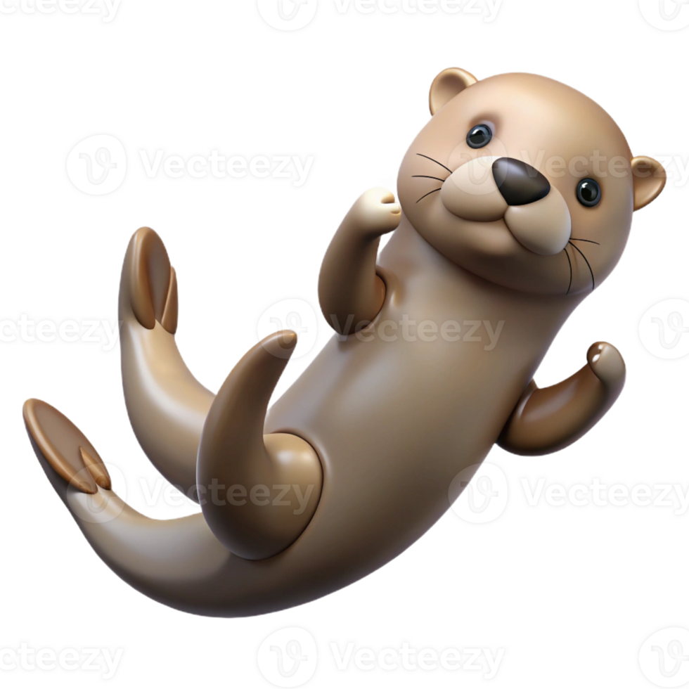serene modern A Playful Sea Otter Floating on Its Back detailed png