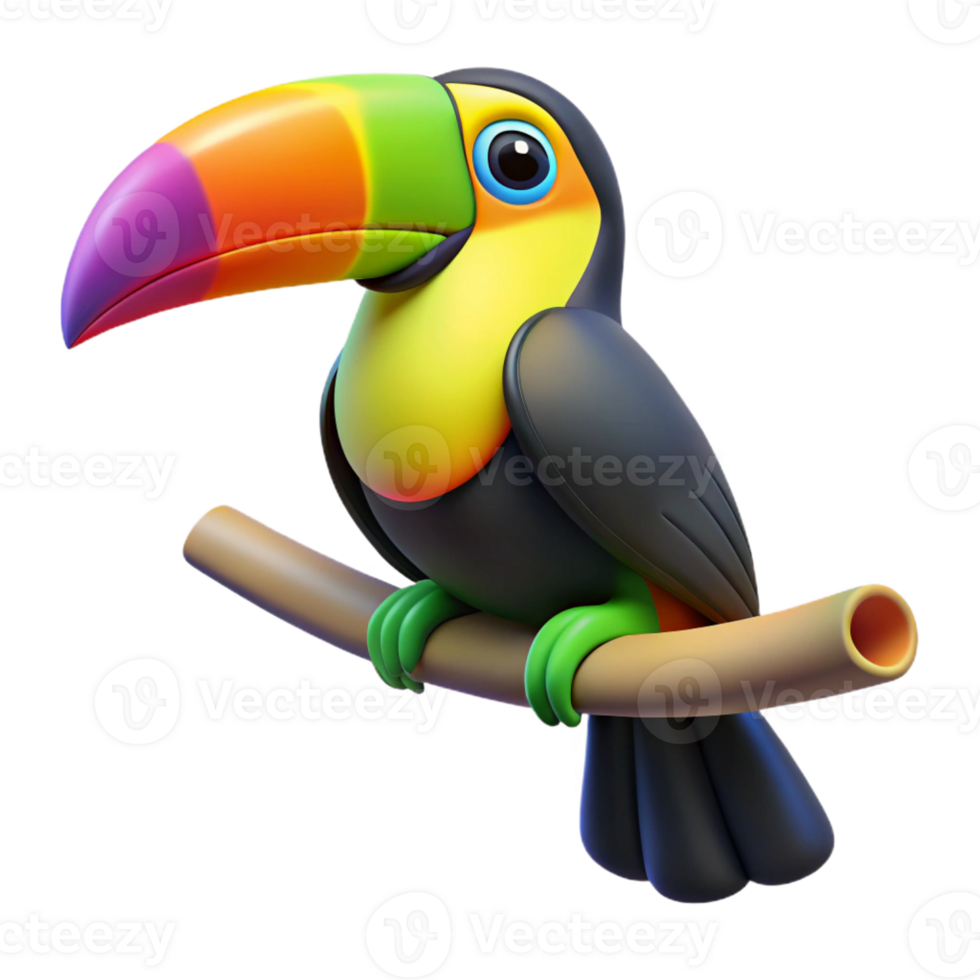 dramatic rustic Colorful Toucan on Tree Branch authentic png